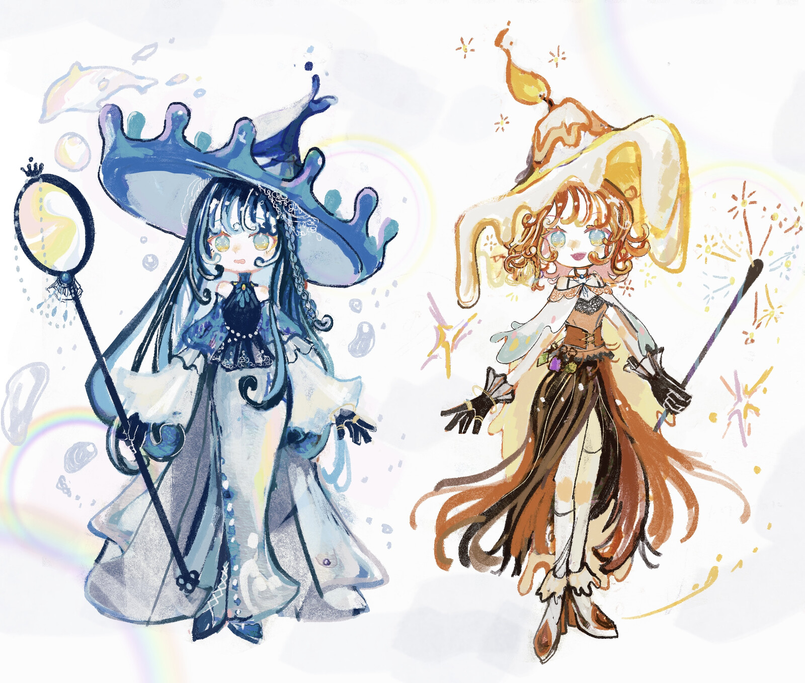 火と水を操る魔女のふたごの作品画像