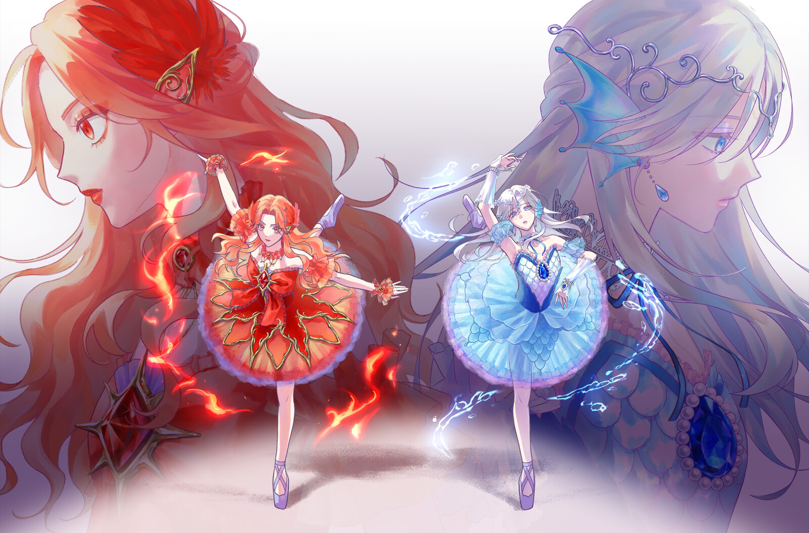 火と水のふたごバレリーナの作品画像