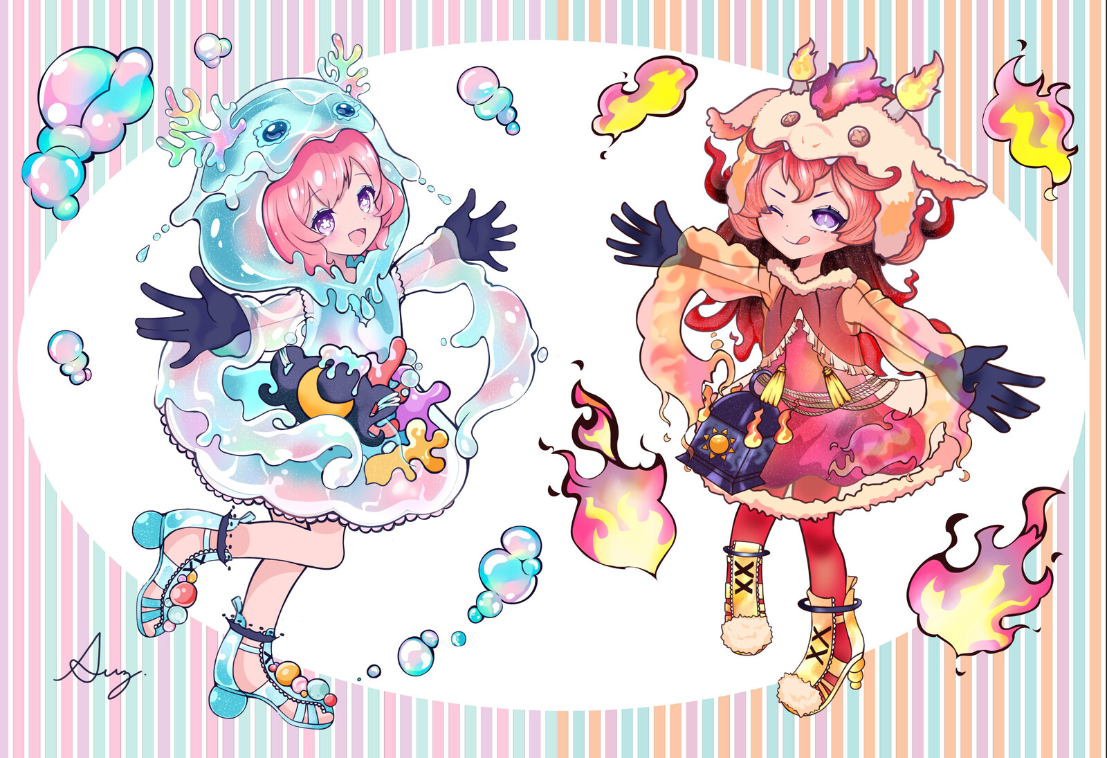 火と水のふたごの作品画像